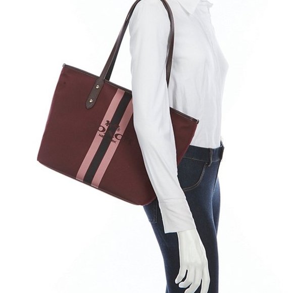 NWT COACH VARSITY STRIPE TOP ZIP TOTE HANDBAG - Picture 3 of 4